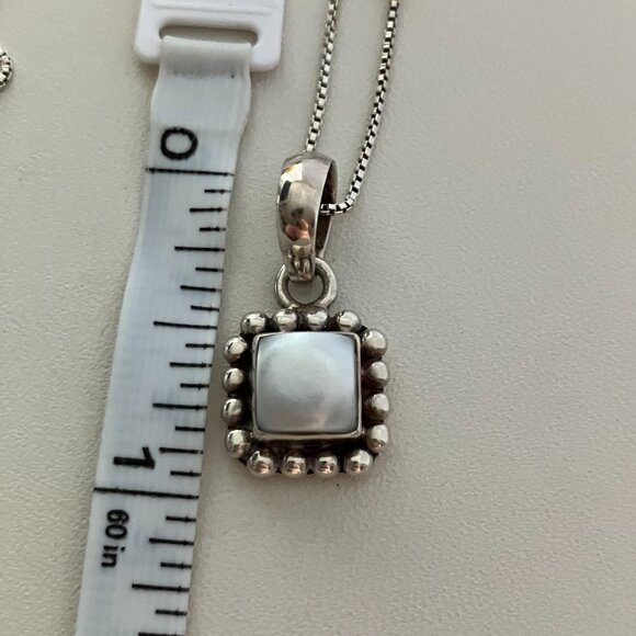Mother of Pearl 925 Sterling Silver Pendant & Chain 17” - Picture 2 of 4